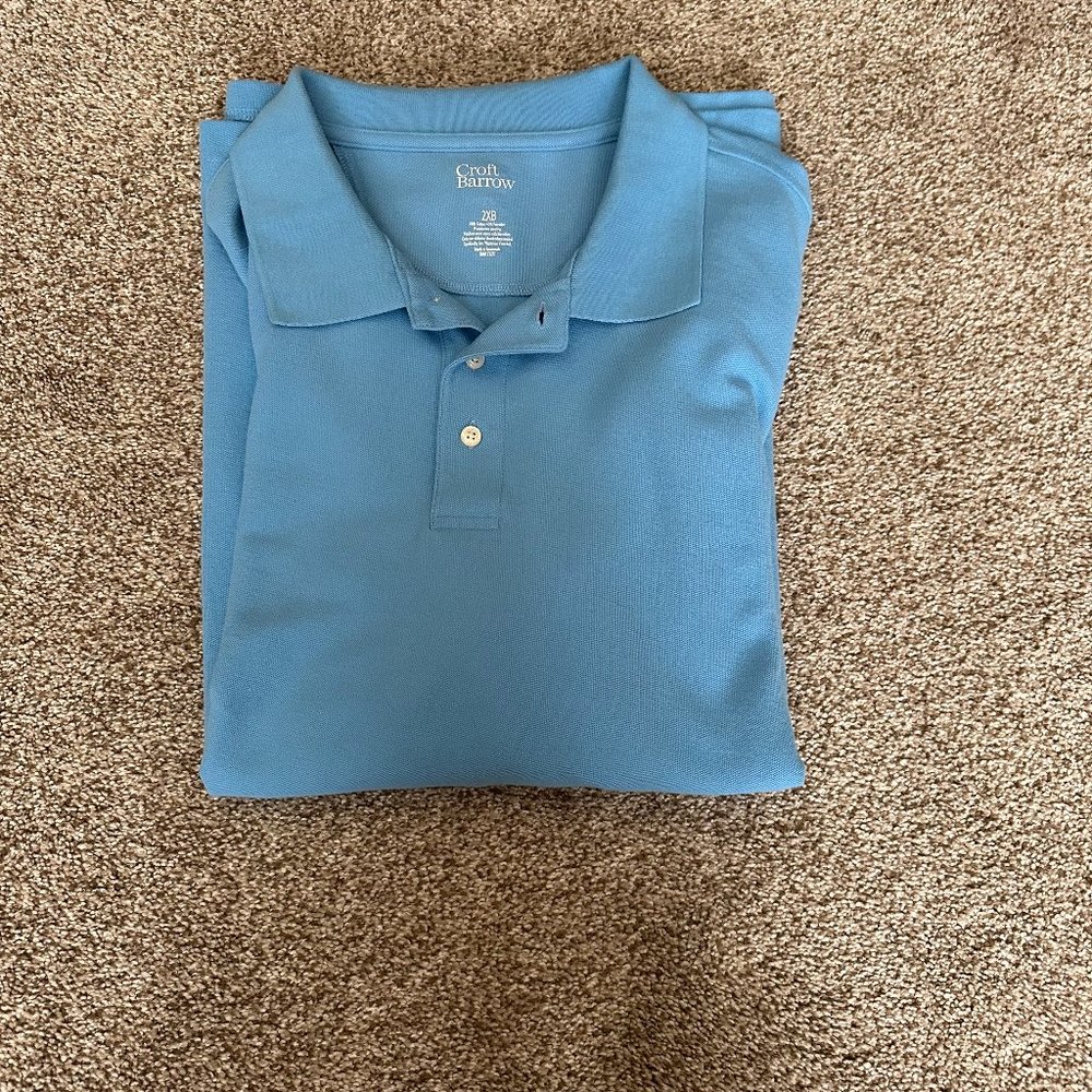 MENS CROFT & BARROW LONG SLEEVE POLO SHIRT SIZE 2XB  #600